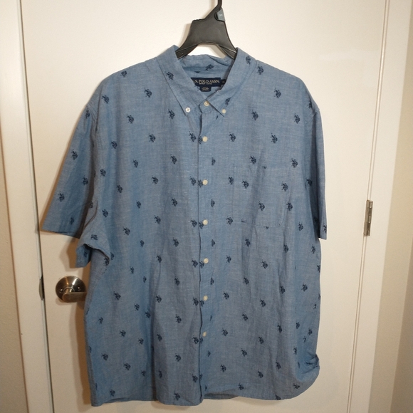 U.S POLO Assn Short Sleeve Button Down Shirt Size 3XL ,Blue Color For Men - Picture 2 of 10